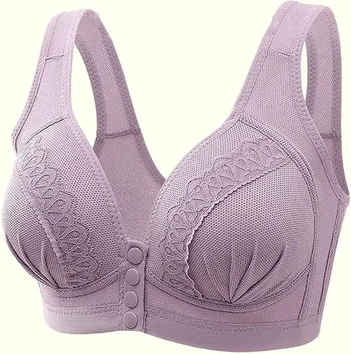 Vista 6 de Attine Sujetadores con botón frontal para mujer, sin varillas, cierre de brasier moldeador, cómodo y transpirable, cobertura