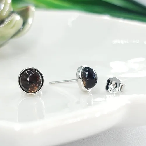 Vista 112 de Pendientes naturales de 0.236 in con chapado en oro blanco sobre plata de ley, bisel cabujón de piedras preciosas regalo de joyería para ella