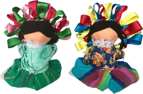 Vista 6 de ALKIMIA INC Muñecas de trapo tradicionales mexicanas hechas a mano, paquete de 2, 5 pulgadas