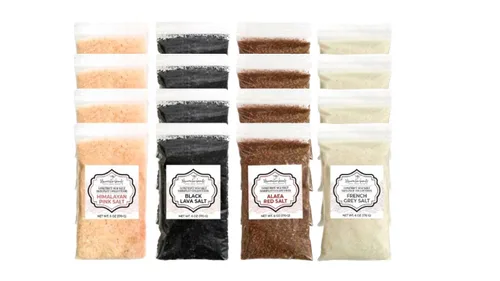 Vista 8 de Muestra de sal marina gourmet, 2 paquetes múltiples de sales molidas finas del Himalaya y gris francés, alaea roja hawaiana y sales de grano grueso