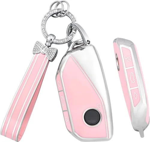 Vista 10 de PIFOOG Funda para llavero Mercedes, 3 botones, color rosa, TPU brillante, accesorios para llaves de automóvil, funda protectora para Mercedes Benz