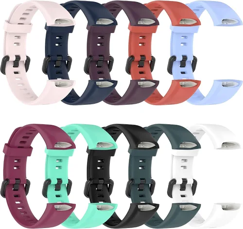 Vista 3 de Correas ECSEM compatibles con Huawei Band 4 y 5i de silicona suave, impermeable, ajustable, correa de reloj deportivo, correas de repuesto
