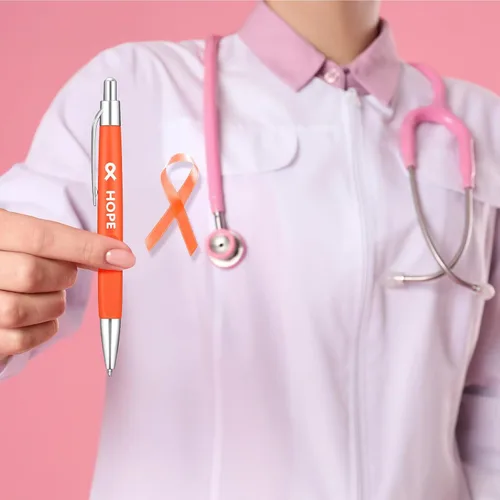 Vista 5 de Qilery 50 bolígrafos de concientización sobre el cáncer de mama, bolígrafo de concienciación a granel, pulseras antiviolencia, pulseras contra