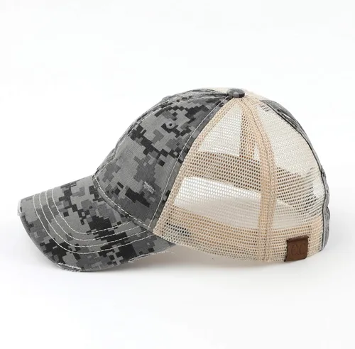 Vista 4 de C.C Exclusives Hatsandscarf - Gorra de béisbol ajustable con estampado de camuflaje de algodón desgastado lavado (BT-15)