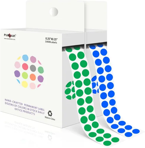 Vista 9 de PARLAIM Calcomanías de punto de código de color de 0.25 pulgadas, 1000 calcomanías de codificación en rollo para oficina, aula de estudiantes, Agua