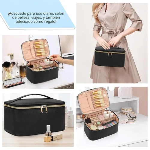 Vista 6 de OCHEAL - Bolsa de maquillaje portátil para cosméticos, estuche organizador de viaje de gran capacidad para mujeres, bolsa de aseo para niñas