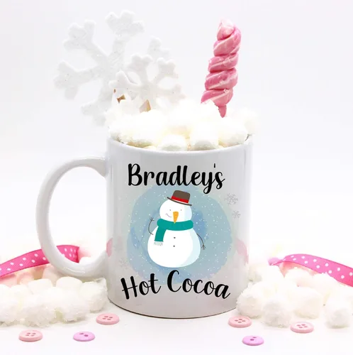 Vista 2 de Personalized Snowman Boy Hot Cocoa Mugs, Gifts for Him, Christmas Hot Cocoa, Custom Hot Chocolate Mugs for Kids, Winter Gifts, Snow Day, Christmas