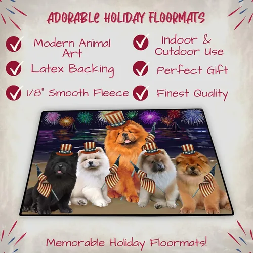 Vista 2 de Doggie of the Day Chow Chow Dogs Floor Mat - 4th of July Independence Day - Best Dog Doormat - Protector Decor - Unique Portrait Art - Premium
