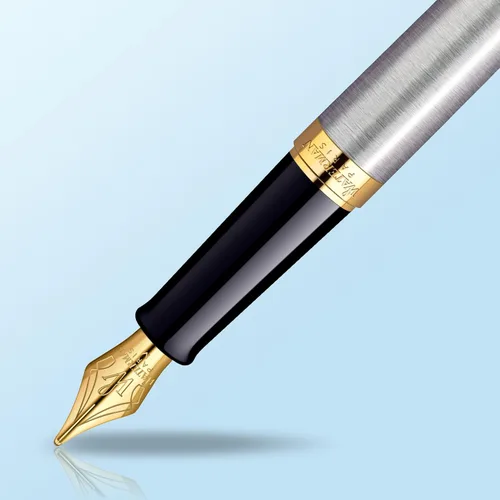 Vista 4 de Waterman - Pluma estilográfica negra con embellecedor dorado Hemisphere, acero inoxidable con dorado
