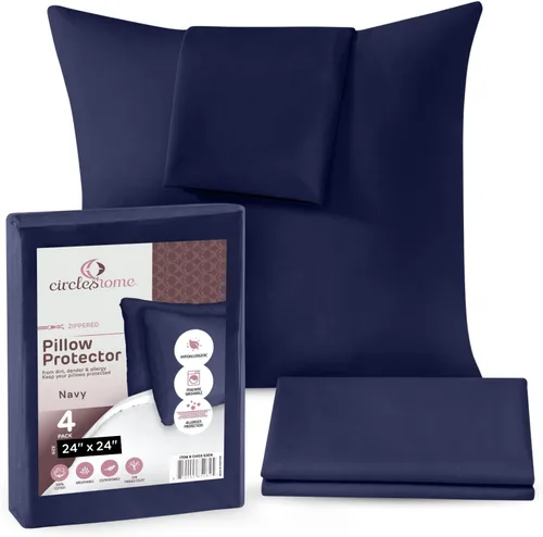 Vista 29 de CIRCLESHOME Protectores de almohada europeos – Fundas de almohada 100% algodón transpirable – Fundas de almohada cuadradas de 26 x 26 pulgadas