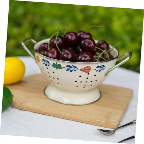 Vista 7 de Cabilock Bandeja de servir de fruta Multifunción Metal Contenedor de frutas Colador decorativo Agujero de drenaje