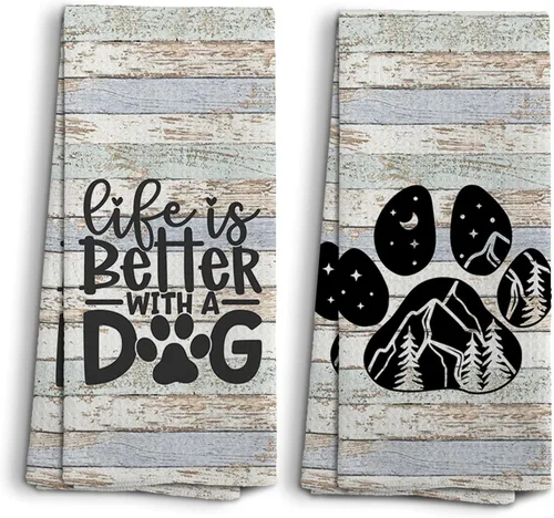 Vista 11 de Basset Hound Dog - Juego de 2 toallas de cocina y paños de cocina, decoración de perro, regalos de Basset Hound para mujeres, 16 x 24 pulgadas
