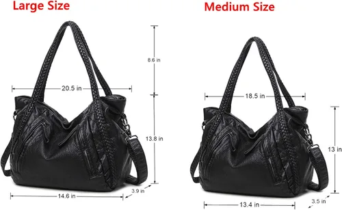 Vista 3 de Gran negro Slouchy bolso de hombro de las mujeres bolsos de hombro trenzado Hobo bolso de mano Crossbody