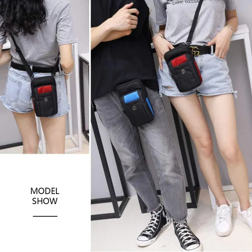 Vista 6 de Senient Wolf impermeable de nailon multifuncional teléfono Crossbody cintura cartera viaje pasaporte bolsa