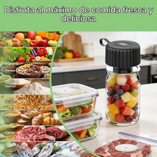Vista 5 de Kit de sellado al vacío eléctrico mejorado para tarros de boca ancha y regular, 3 en 1 de 80 kpa de parada automática para tarros de masón, bolsas