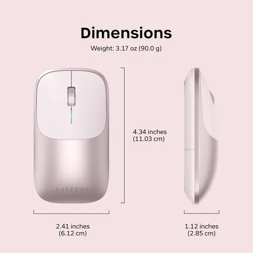 Vista 7 de Satechi Slim EX Wireless Mouse, Multi-Device Bluetooth & 2.4GHz Connection for macOS, Windows, iPadOS, and Android, Quiet Clicks, Anodized Aluminum