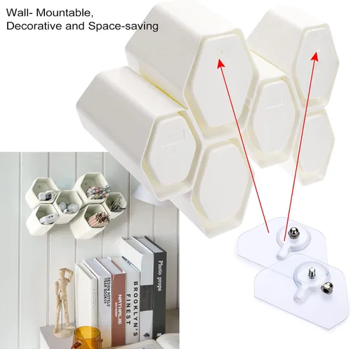 Vista 3 de BTSKY Soporte hexagonal creativo para bolígrafo, contenedor para bolígrafos, olla de cepillo, organizador de almacenamiento de escritorio combinado