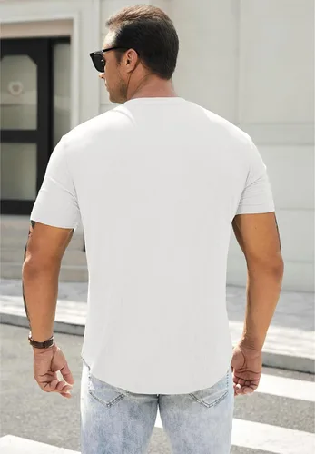 Vista 2 de JMIERR Camisas Henley para hombre con cuello redondo y botones