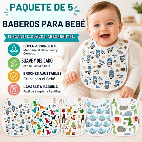 Vista 2 de KiddyStar Premium Organic Cotton Bibs for Drooling & Teething Babies Kiddystar 1