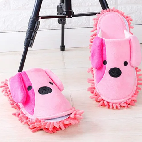 Vista 2 de FOMIYES 1 par de pantuflas limpiador de piso, trapeador de dibujos animados, zapatos para limpieza de piso, zapatos de mopa, zapatos de mopa húmeda