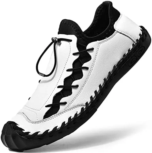 Vista 2 de LZDZN Zapatos casuales para hombre para hombre, mocasines de cuero, vestido para conducir, negro, marrón, amarillo, blanco, tamaño grande, ancho