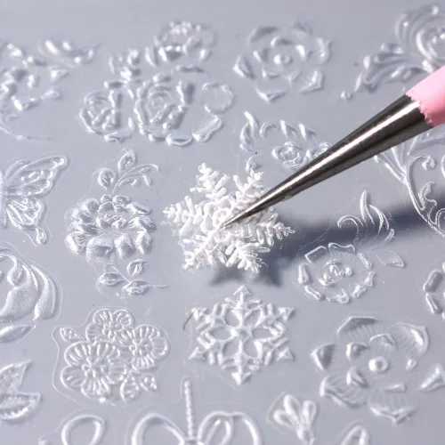 Vista 5 de Adornos de uñas de Navidad Moldes de silicona Moldes de uñas de mariposa de flores Campanas de Navidad Plantillas de tallado de uñas de copo