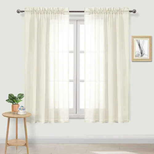 Vista 41 de DWCN Cortinas Transparentes Aqua de Voile Semitransparente con Bolsillo para Barra para Dormitorio y Sala de Estar, 36 x 36 pulgadas de Largo, Juego