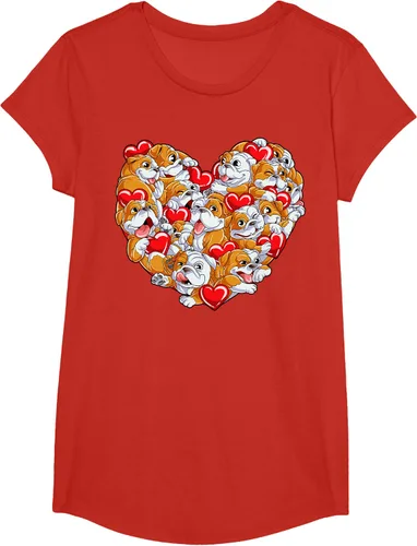Vista 41 de Camiseta inglesa para el día de San Valentín con diseño de corazón y perro amante de los niños Negro