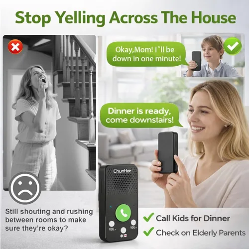 Vista 4 de Sistema de intercomunicación inalámbrico para el hogar, intercomunicadores de respuesta y llamadas dúplex completo, no necesita WiFi, rango de 500