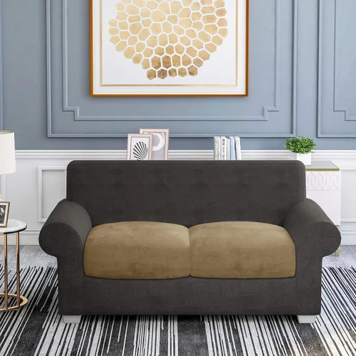 Vista 7 de Fundas de cojín de terciopelo para asiento de sofá, fundas elásticas para cojines de sofá, antideslizantes, protectores de muebles, fundas de cojín