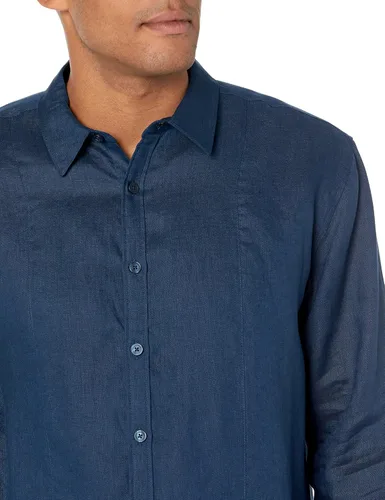 Vista 3 de Cubavera Men's Long Sleeve 100% Linen Essential Shirt with Pintuck Detail