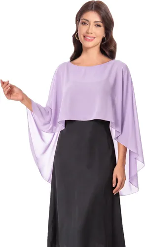 Vista 23 de Baoqiya Women's Shawls and Wraps for Evening Dresses Chiffon Cape verde ( Bean Green )