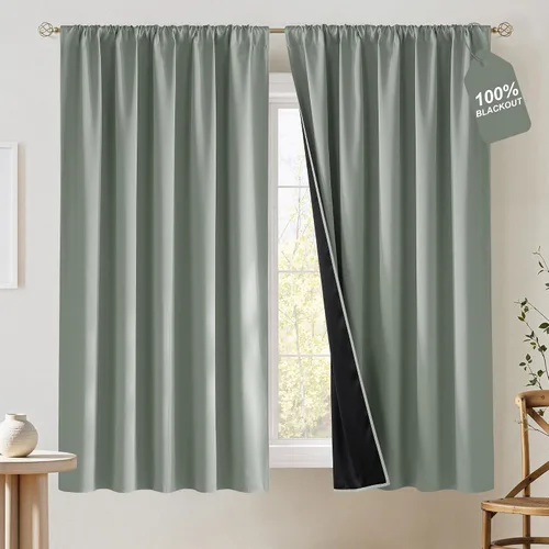 Vista 62 de NICETOWN Biscotti - Cortinas de cocina beige de 36 pulgadas de largo, bolsillo para barra, 100% opacas, casuales y relajantes, tratamientos