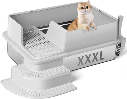 Vista 12 de Caja de arena XXXL de acero inoxidable, 28 x 20 x 18 pulgadas, extra grande, totalmente cerrada, de metal de alta cara, con rejilla filtrada