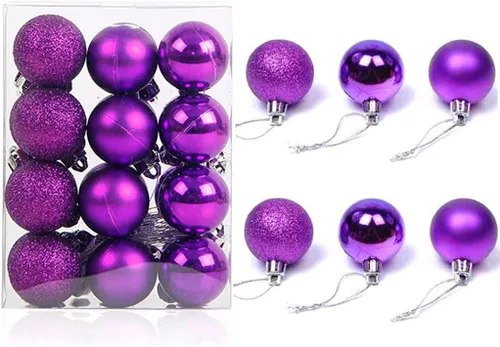 Vista 13 de ALIMITOPIA 24 bolas de Navidad de 1.2 pulgadas, bolas colgantes de plástico inastillables para decoración de árbol de Navidad