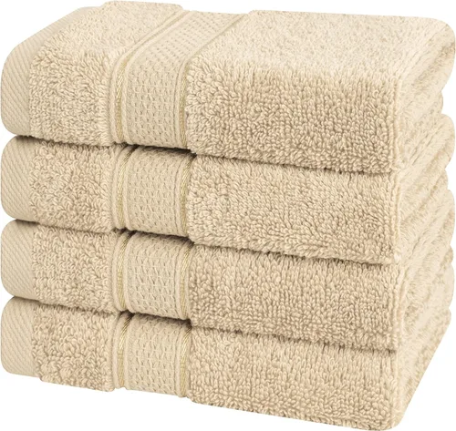 Vista 4 de American Soft Linen - Juego de toallas de mano Salem, 4 unidades de lujo de 600 GSM, 100 % algodón para baño, toallas de 13 x 13 pulgadas de mano