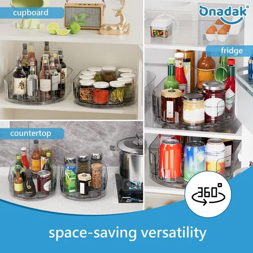Vista 4 de Lazy Susan - Organizador giratorio para nevera, estantes de especias giratorios de 360° para armario de cocina, refrigerador y organizador