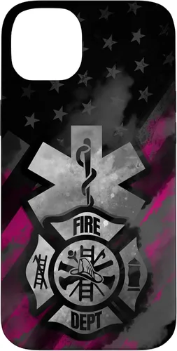 Vista 15 de EMT EMS Firefighter Pink Smoke Line USA American Flag Case for iPhone 17