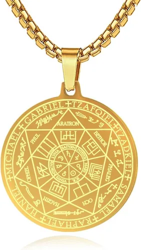 Vista 18 de Collar con colgante de siete arcángeles para hombres y mujeres, amuleto de protección, collar con dije de moneda de Arcángel Miguel Gabriel Uriel 1.