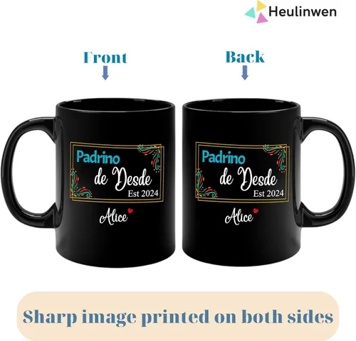 Vista 4 de Padrinos De Bautizo Propuesta Set 2 Tazas Café 11Oz, Quieres Ser Mis Padrinos De Bautizo, Quieres Ser Mi Madrina est 2024, Dios Padrinos Presenta