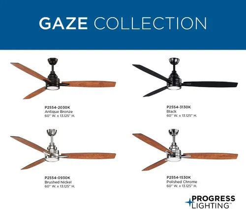 Vista 17 de Progress Lighting P2554-2030K Gaze Ventiladores de techo, 5 cuchillas, bronce