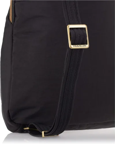 Vista 5 de Travelon Mochila delgada antirrobo de equipaje, Negro, talla única , Travelon Mochila delgada antirrobo Signature