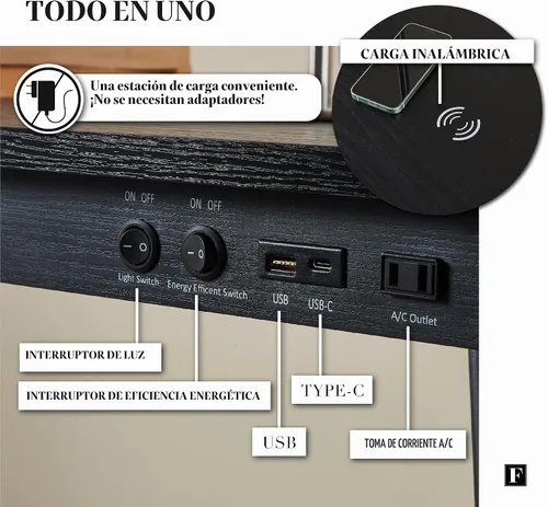 Vista 4 de FENLO Future - Escritorio moderno de 39 pies con estación de carga inalámbrica USB-C y Qi