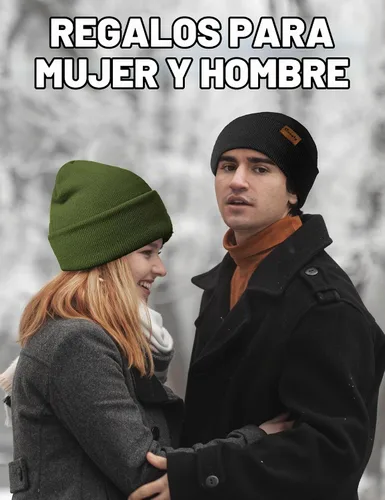 Vista 7 de Gorro de punto para hombre y mujer, gorro de invierno de punto, gorro de calavera, gorro de nieve a rayas, gorro térmico con puños 2p-negro+verde