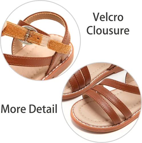 Vista 6 de ESTINE ToddlerLittle Kid Girls Dress Cross Strappy Open Toe Sandals Princess Flats Summer Flower Girl Shoes