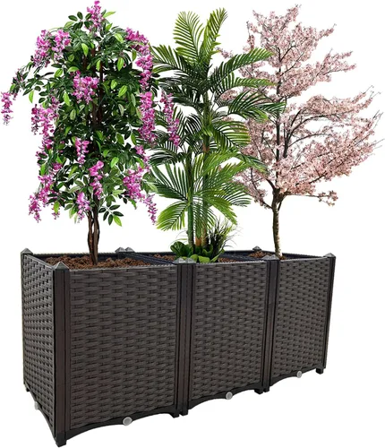 Vista 13 de Jardineras elevadas para plantas al aire libre con patas, jardineras rectangulares elevadas, jardín, patio, balcón, terraza para plantar flores