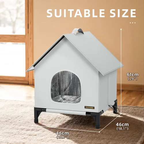 Vista 4 de Casa para gatos - Casa de gatos para uso en interiores y exteriores - Refugio aislado y resistente a la intemperie, impermeable para gatos Regular