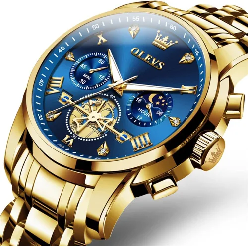 Vista 8 de OLEVS Relojes para hombre de plata, reloj de cronógrafo de acero inoxidable para hombre, reloj analógico de cuarzo de cara grande para hombre
