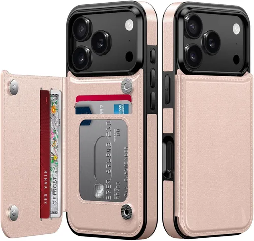 Vista 305 de LETO para iPhone 15 Pro Funda tipo cartera - Tapa tipo folio con patada - Diseños de moda - Tarjetero - Funda protectora para mujeres y niñas - 6.1