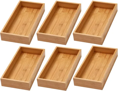 Vista 15 de YBM Home Caja de almacenamiento organizadora de cajones de cocina hecha de bambú, 3x3x2 pulgadas 320
